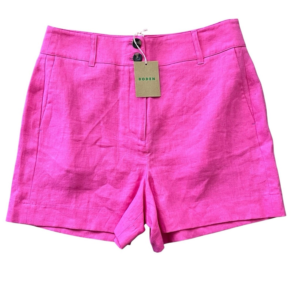 Boden 100% Linen 4" Shorts Women's Sz 8 Pink Breathable Beach Resort Cruise